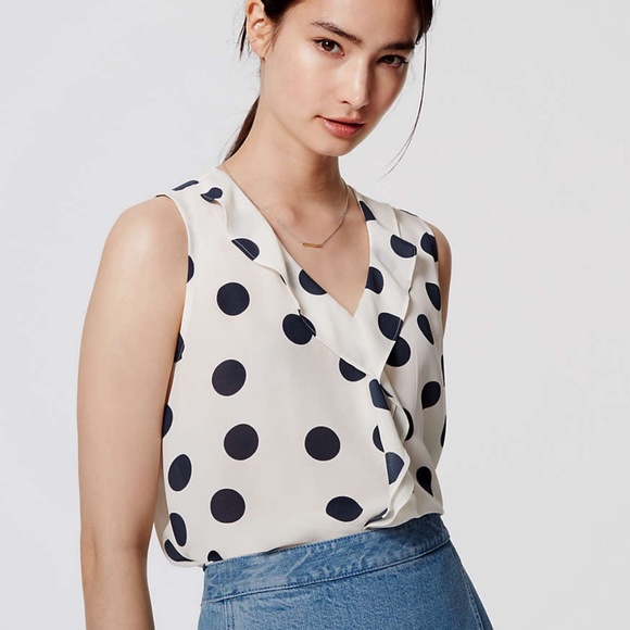 LOFT Ann Taylor Tops - LOFT Polko dot Cascade Shell size XXL